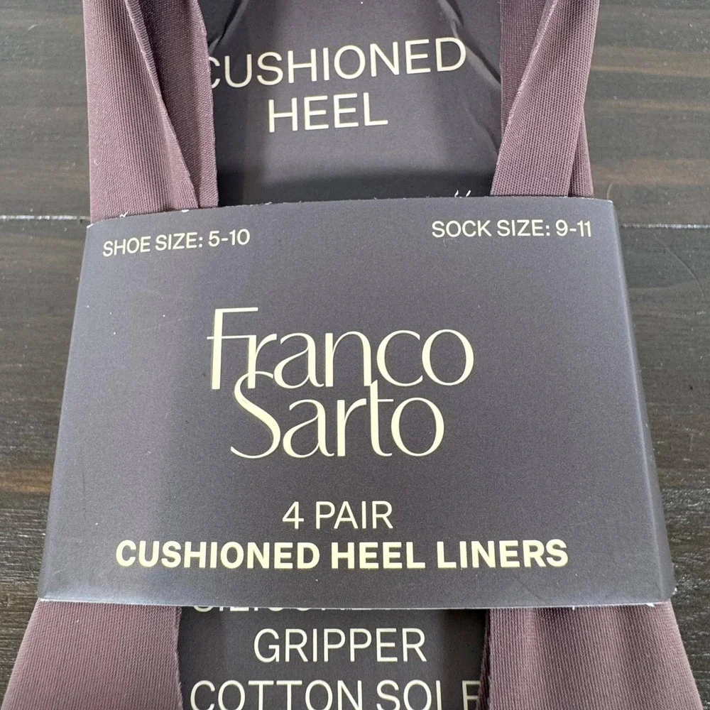 Franco Sarto Cushioned Heel Liners 4 Pair No Show Socks Brown Tan Size 5-10 NEW